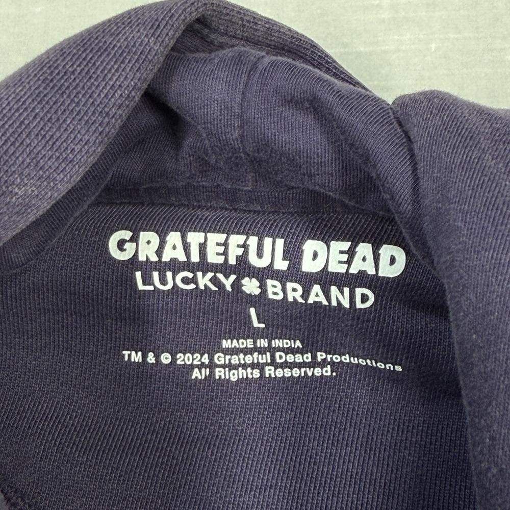 Grateful Dead Lucky Brand Hoodie Mens Large Purple Modern Distressed Look - Picture 4 of 13